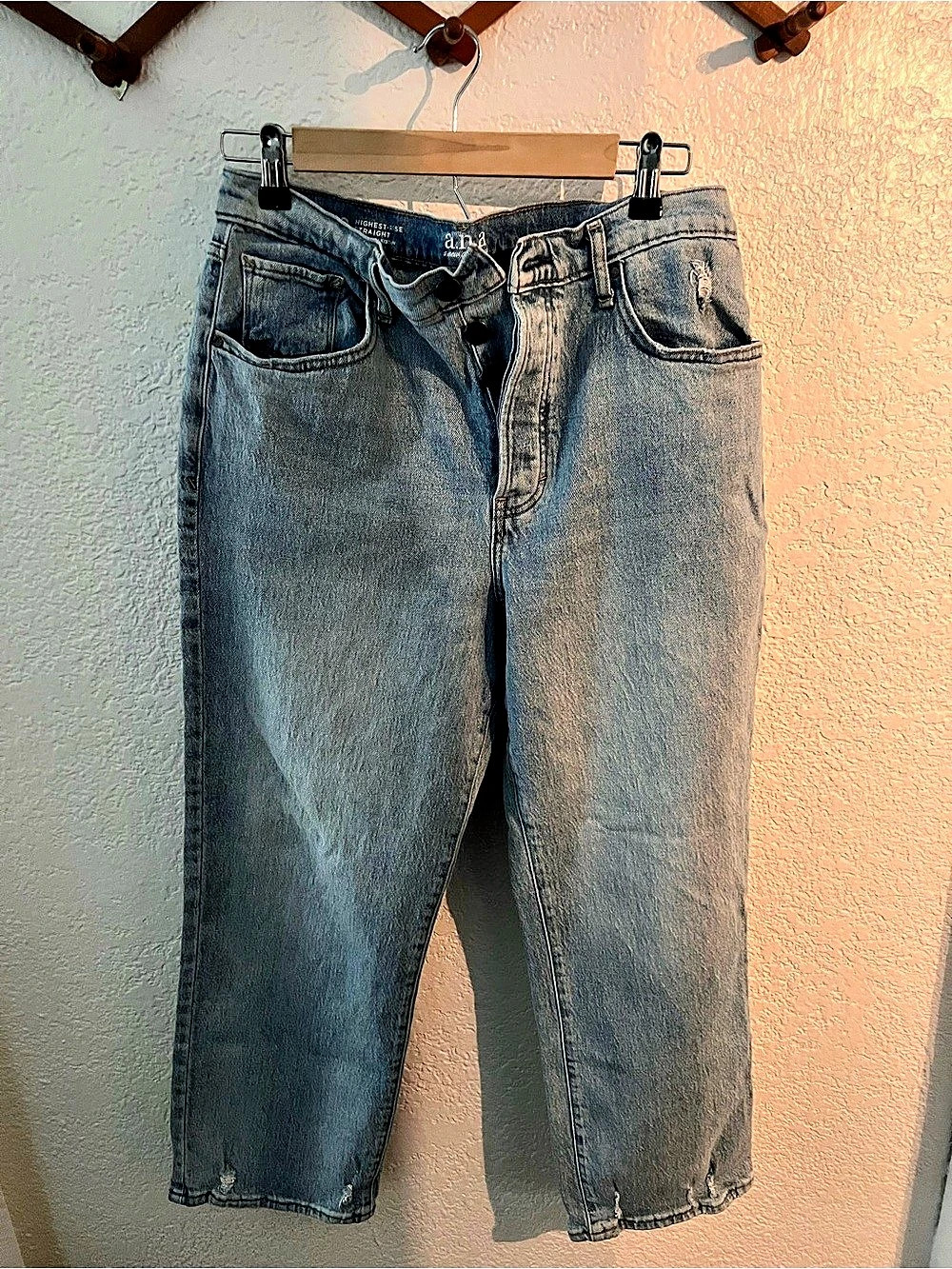 a.n.a Highest-Rise Straight Jeans Blue Waist 10